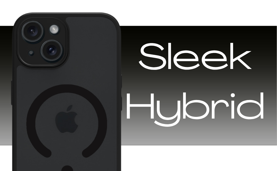 iPhone 15 Back Cover Case | Sleek Hybrid - Matte Black Magnetic
