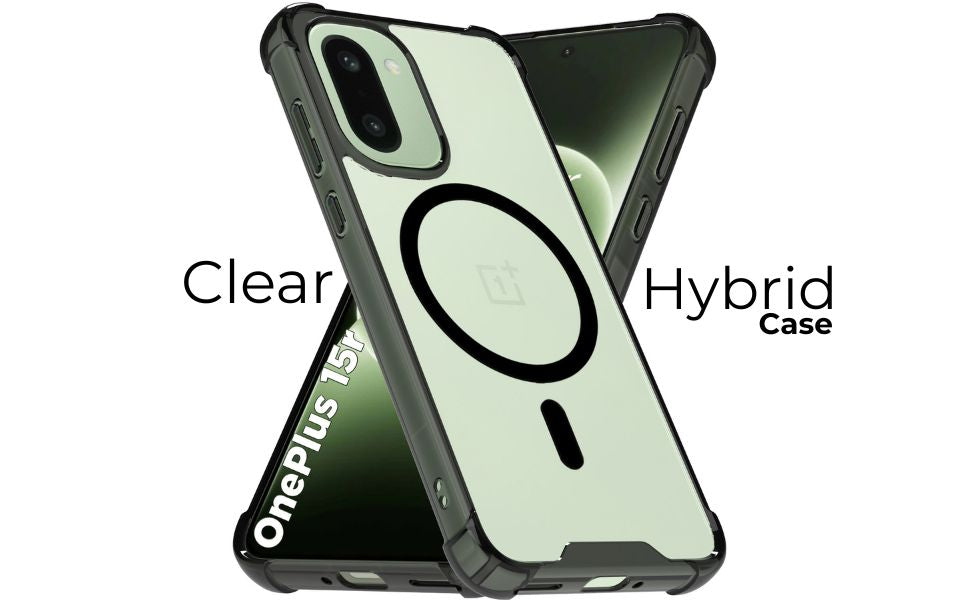 OnePlus 15R 5G Back Cover Case | Clear Hybrid - Smoke Magnetic(Black)