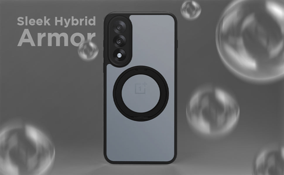 OnePlus Nord 5 5G Ring Stand Back Cover Case | Sleek Hybrid - Matte Black Magnetic