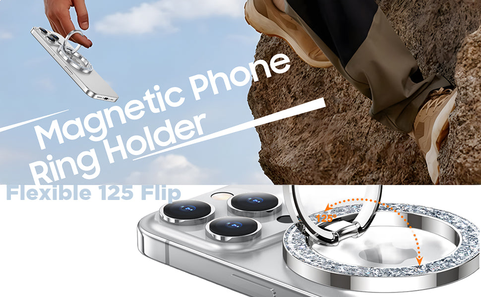 MagSafe Phone Grip & Stand | Ring Holder - Silver Sparkle