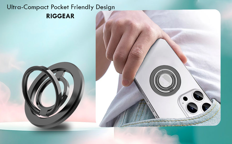 MagSafe Phone Grip & Stand | Dual Ring Holder - Gun Metal Grey