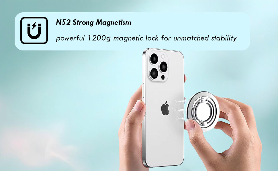 MagSafe Phone Grip & Stand | Dual Ring Holder - Silver Storm