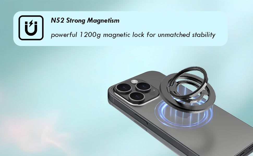 MagSafe Phone Grip & Stand | Dual Ring Holder - Gun Metal Grey