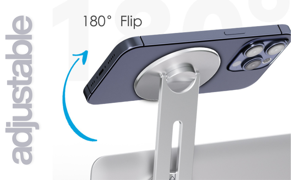 Magnetic Laptop Mobile Holder | Metal Foldable Stand - Black