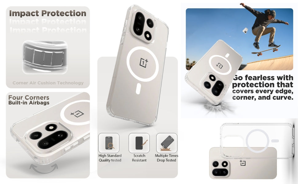 OnePlus 15 5G Back Cover Case | Clear Hybrid - Smoke Magnetic(White)