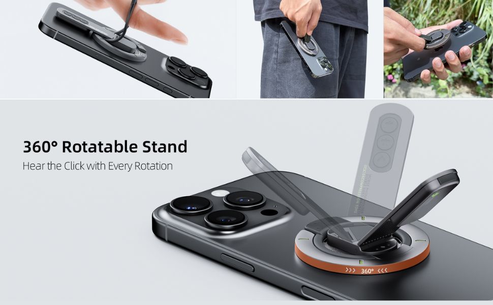 MagSafe Phone Grip & Stand | 3-in-1 Ring Holder - Graphite Black