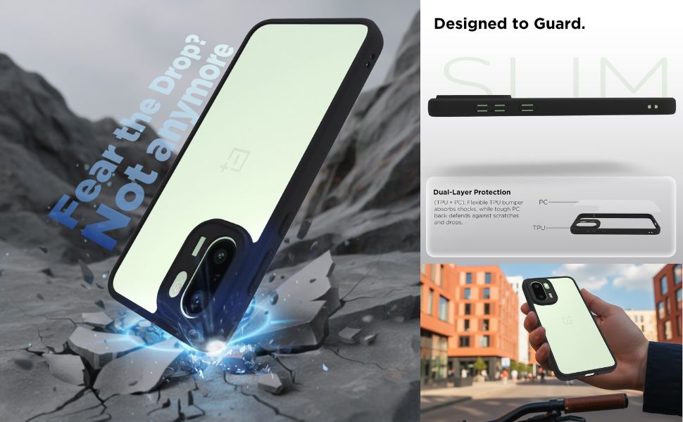 OnePlus 15R 5G Back Cover Case | Sleek Hybrid - Clear Black