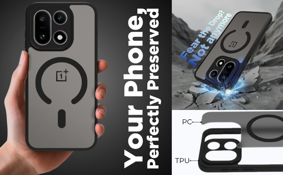 OnePlus 15 Back Cover Case | Sleek Hybrid - Matte Black Magnetic