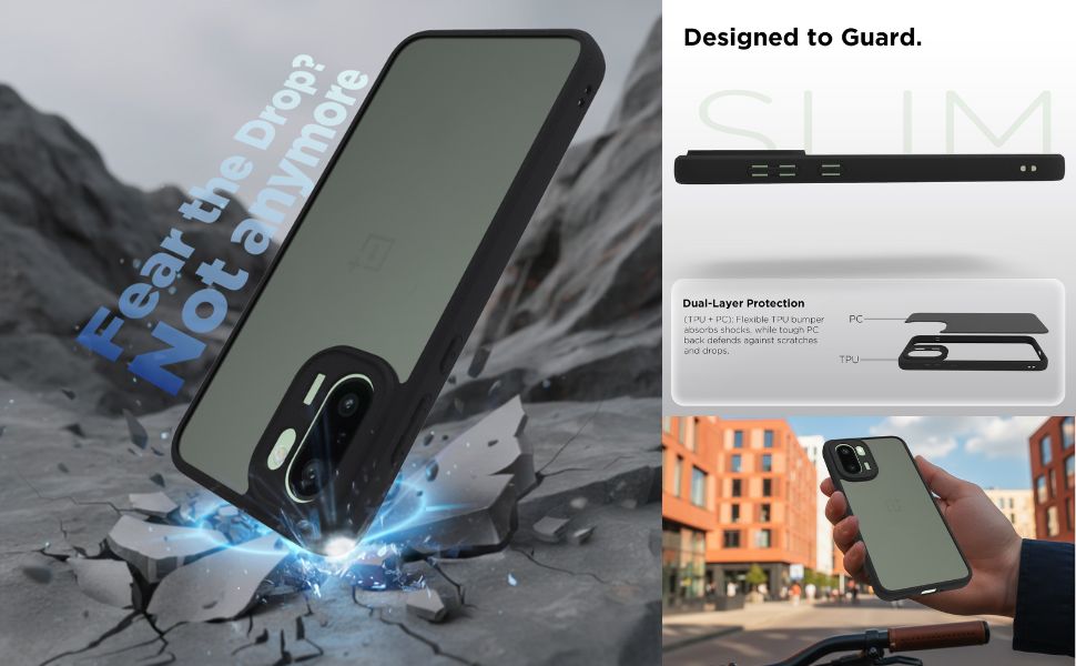 OnePlus 15R 5G Back Cover Case | Sleek Hybrid - Matte Black