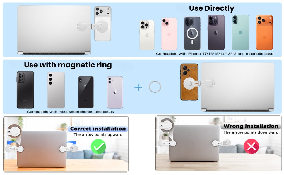 Magnetic Laptop Mobile Holder | Foldable Stand - Silver