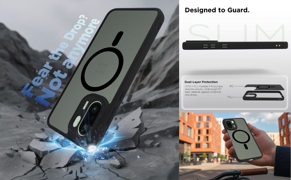 OnePlus 15R 5G Back Cover Case | Sleek Hybrid - Matte Black Magnetic