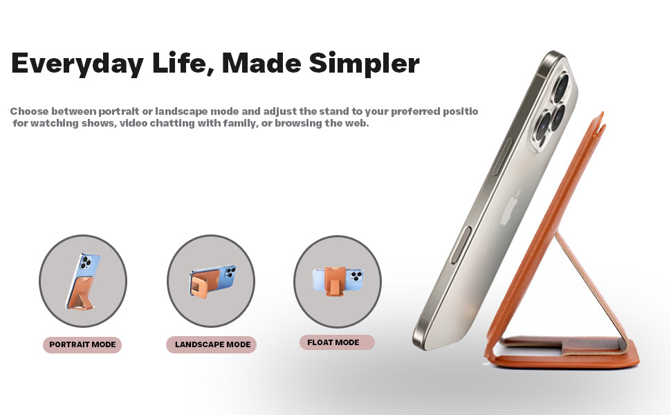 Magnetic Phone Wallet | Card Holder with Stand - Mocha Brown