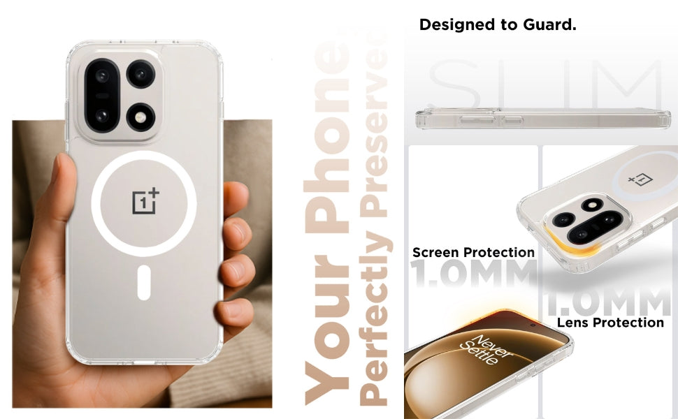 OnePlus 15 5G Back Cover Case | Clear Hybrid - Smoke Magnetic(White)
