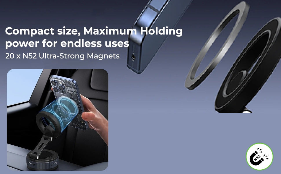 Magnetic Phone Holder | Adjustable Foldable Mount - AstroNova Black
