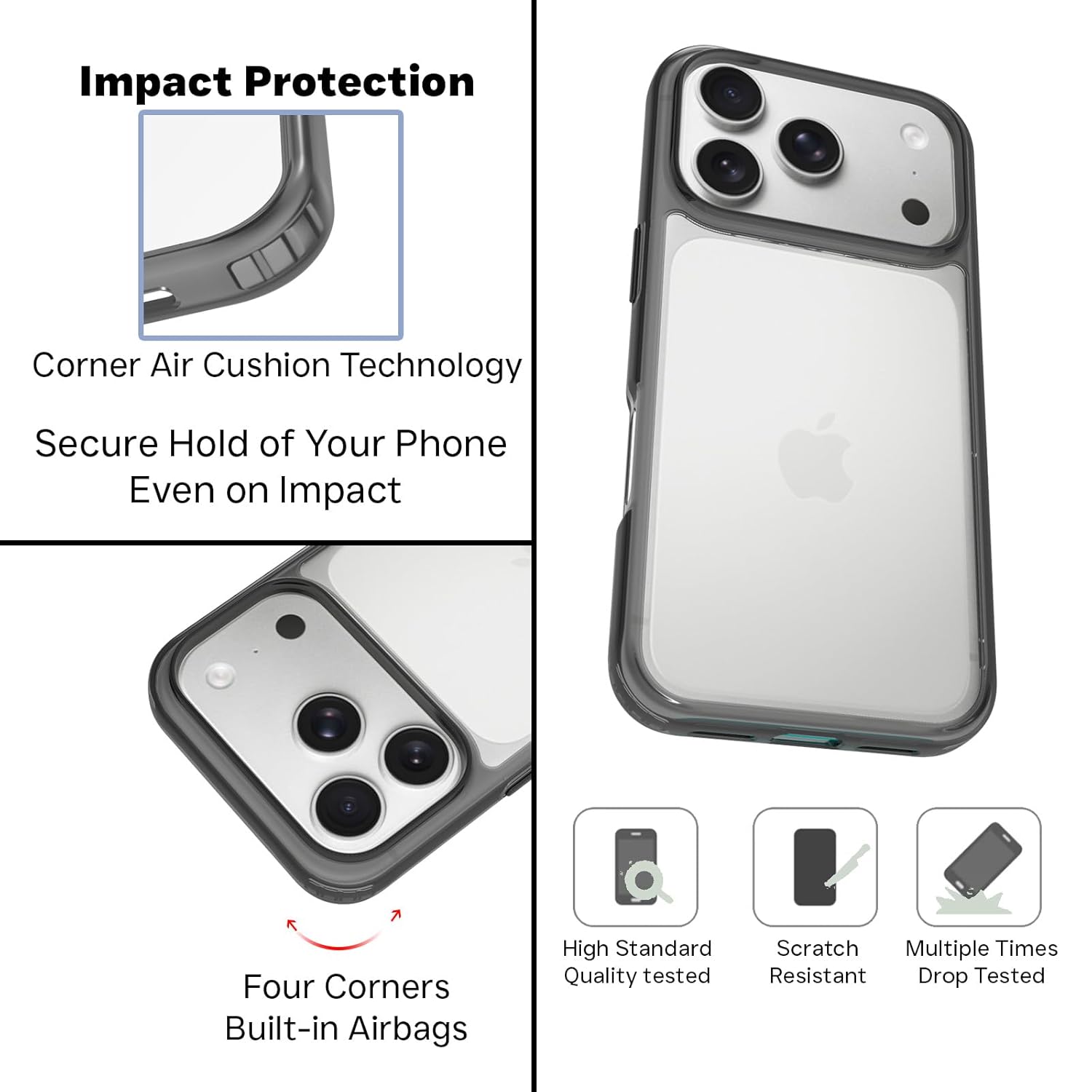 iPhone 17  Pro Back Cover Case | Clear Hybrid - Clear Smoke