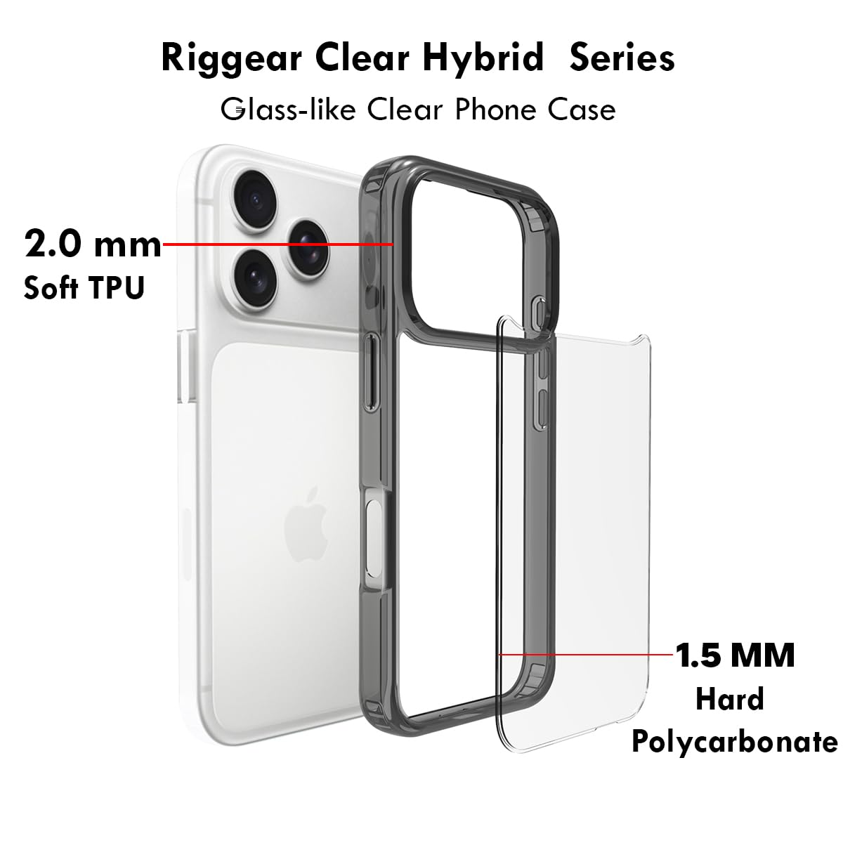 iPhone 17  Pro Back Cover Case | Clear Hybrid - Clear Smoke