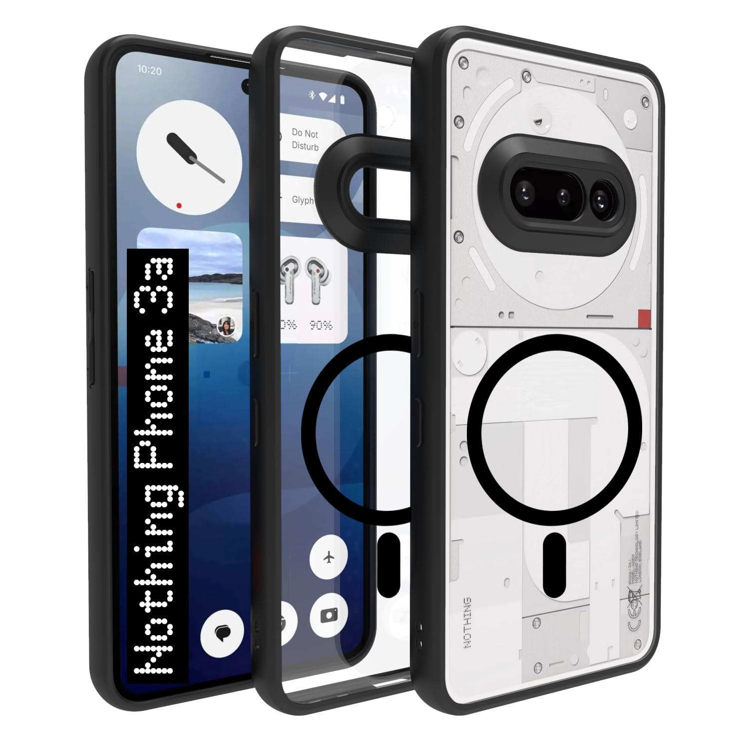 Nothing Phone 3a Back Cover Case | Clear Hybrid - Clear Black Magnetic