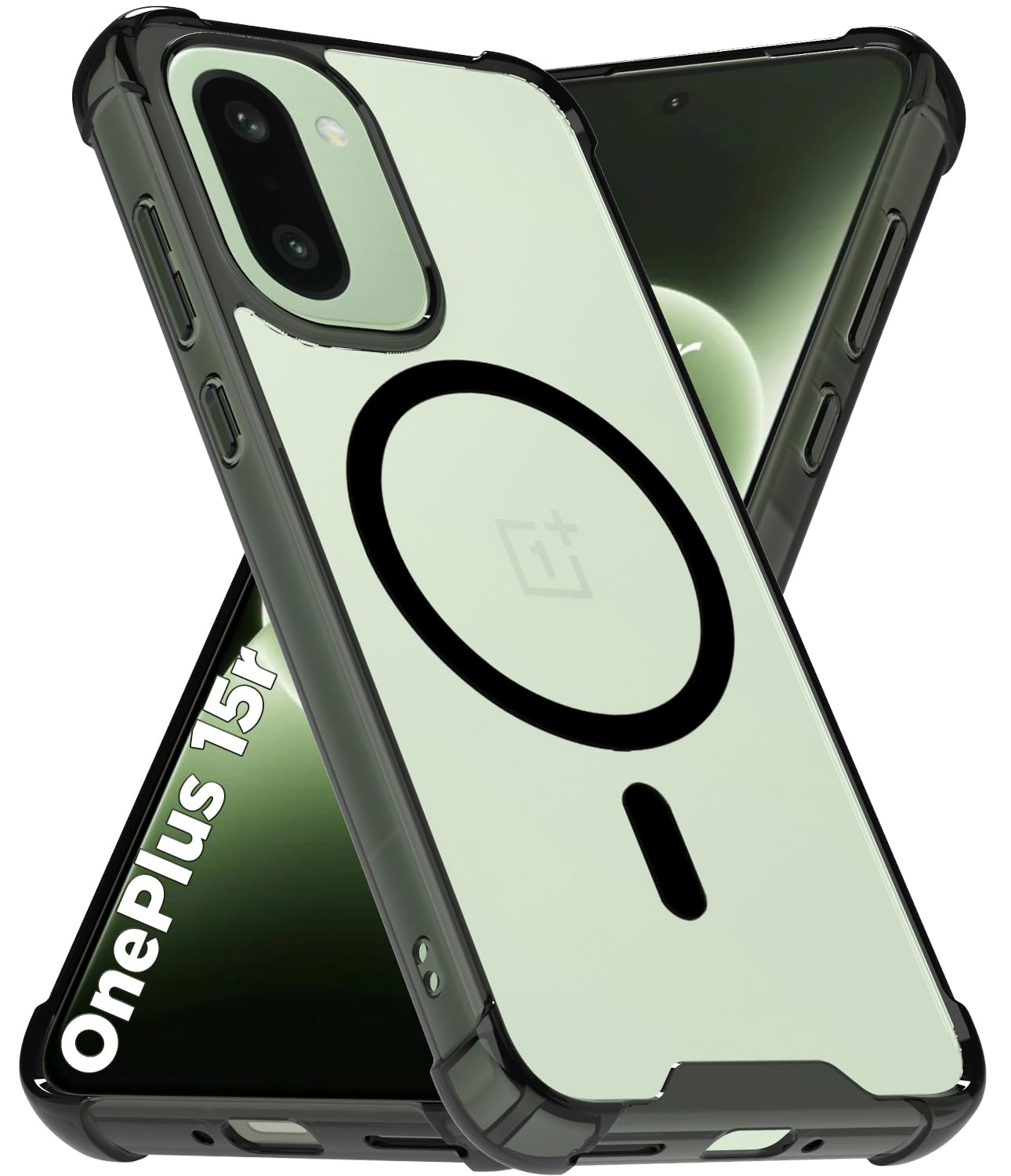 OnePlus 15R 5G Back Cover Case | Clear Hybrid - Smoke Magnetic(Black)
