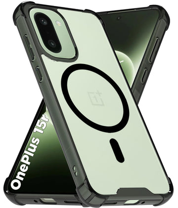 OnePlus 15R 5G Back Cover Case | Clear Hybrid - Smoke Magnetic(Black)