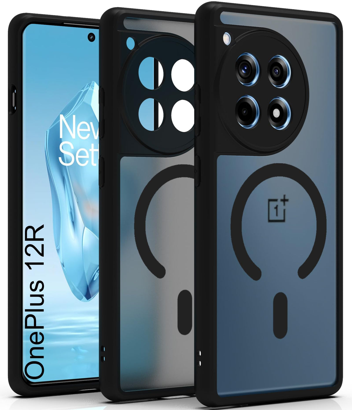 OnePlus 12R 5G Back Cover Case | Sleek Hybrid - Matte Black Magnetic