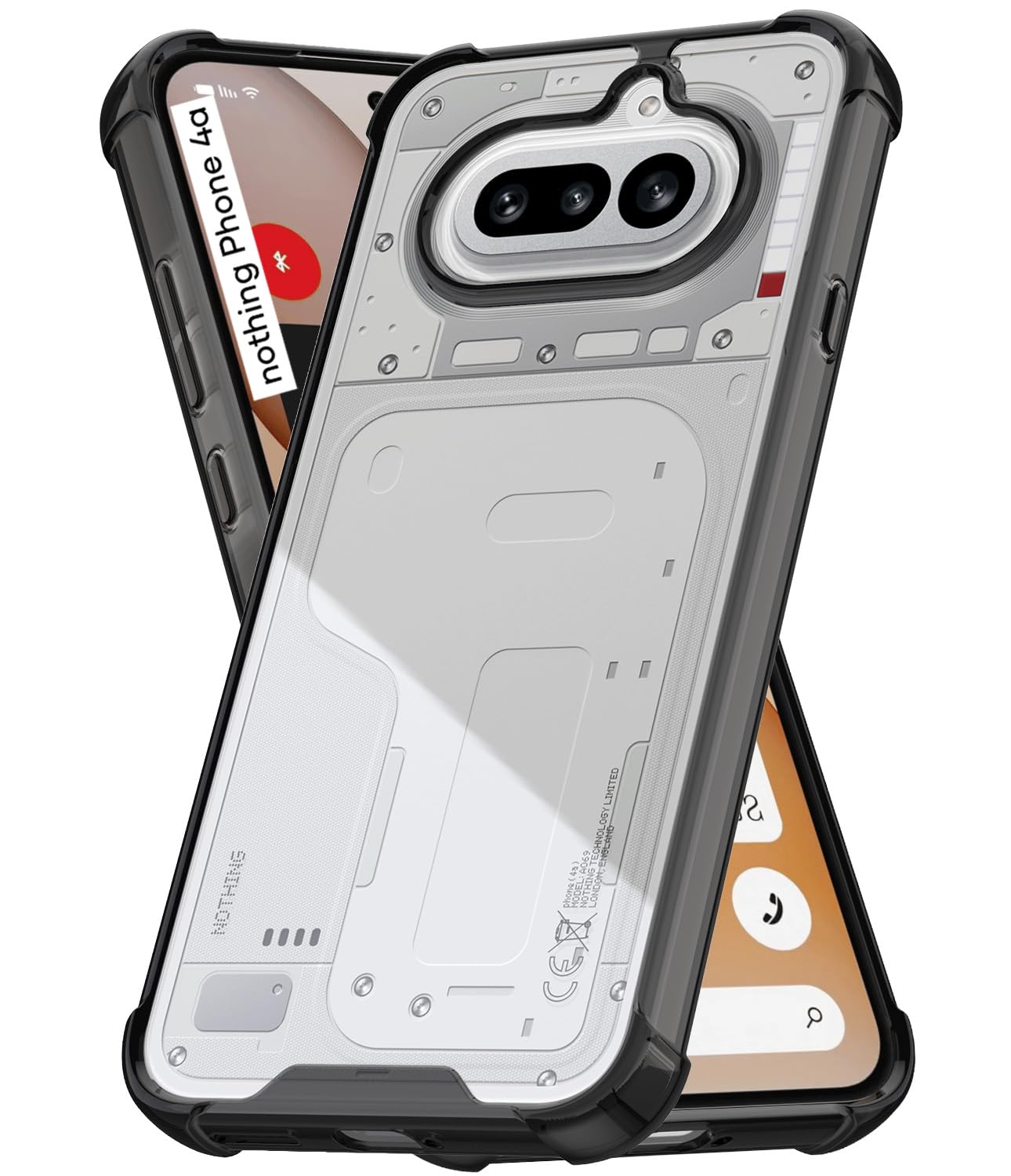 Nothing Phone 4a 5G Back Cover Case | Clear Hybrid - Clear Black