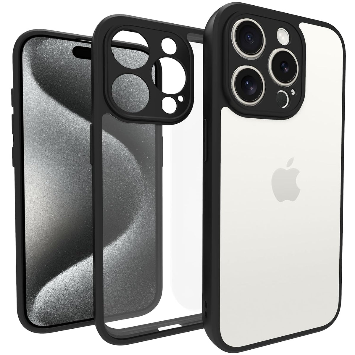 iPhone 15 Pro Back Cover Case | Sleek Hybrid - Clear Black