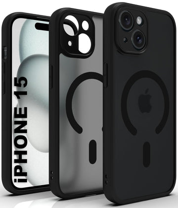 iPhone 15 Back Cover Case | Sleek Hybrid - Matte Black Magnetic