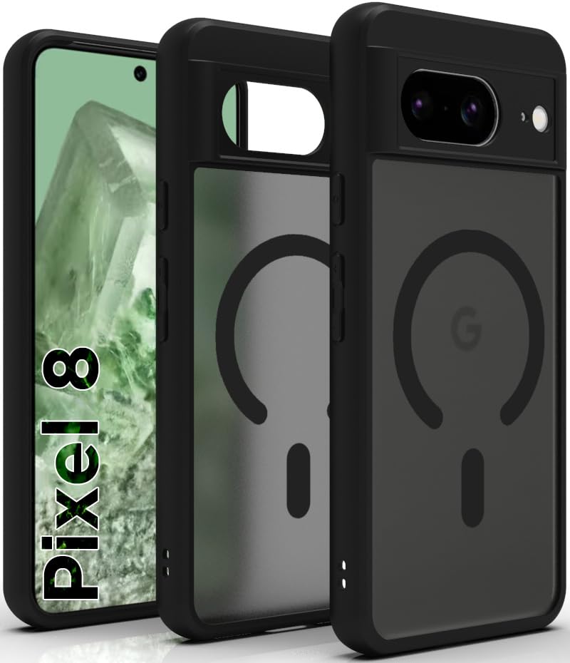Google Pixel 8 Back Cover Case | Sleek Hybrid - Matte Black Magnetic