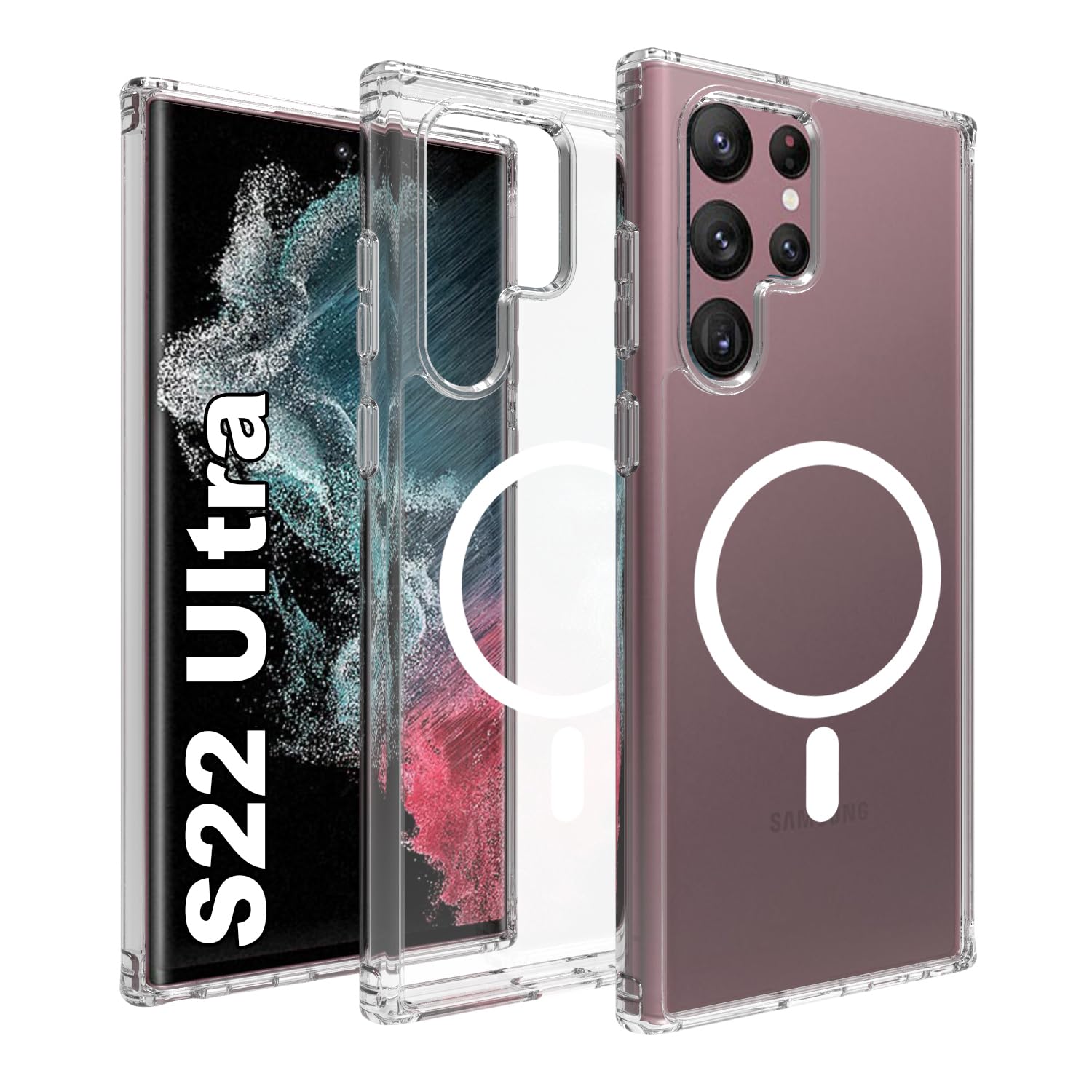 Samsung Galaxy S22 Ultra Back Cover Case | Sleek Hybrid - Clear Magnetic