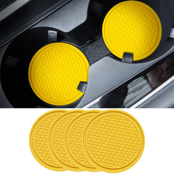 Universal Cup Holder Coasters | Anti-Slip Washable Car Cup Holder Inserts - Yellow