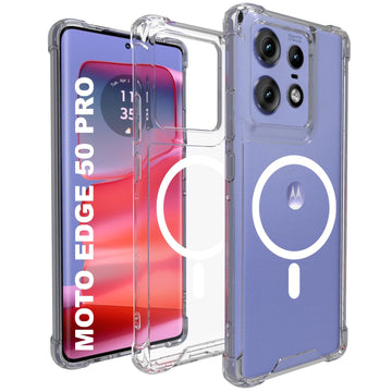 Motorola Edge 50 Pro 5G Back Cover Case | Clear Hybrid - Clear Magnetic