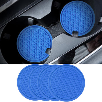 Universal Cup Holder Coasters | Anti-Slip Washable Car Cup Holder Inserts - Blue