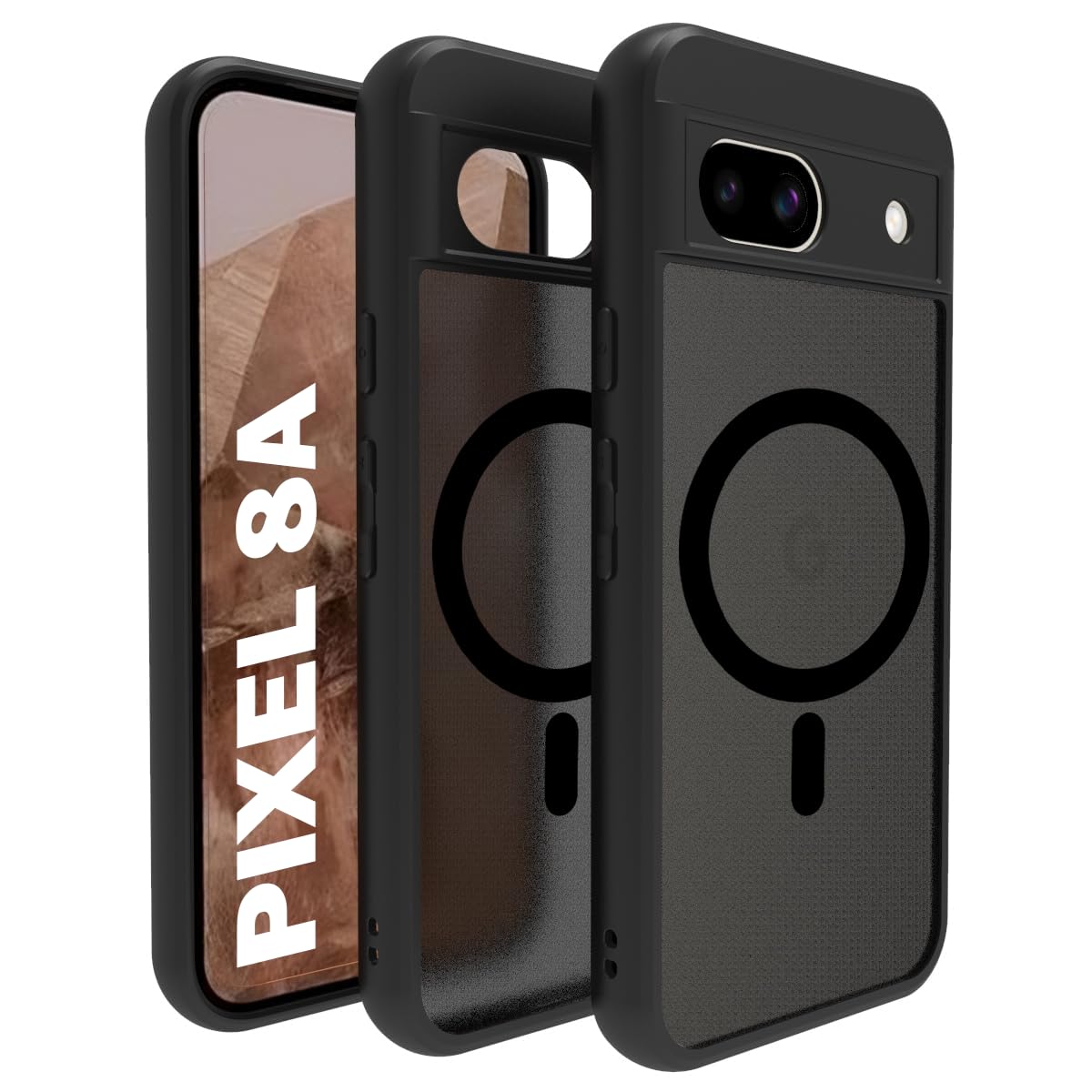 Google Pixel 8a Back Cover Case | Sleek Hybrid - Matte Black Magentic