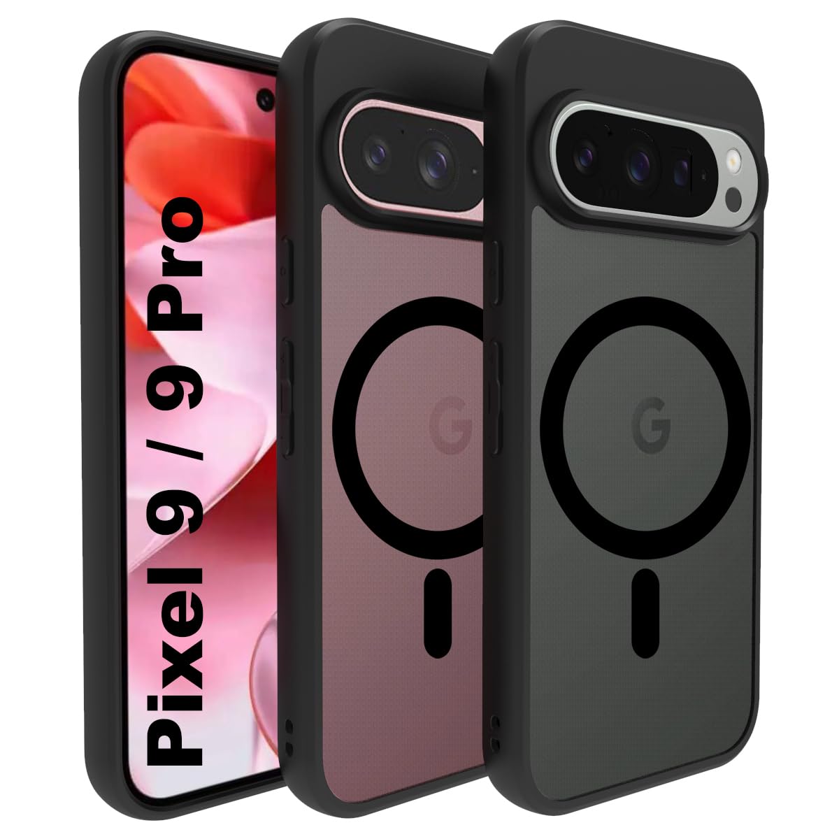 Google Pixel 9 / Pixel 9 Pro Back Cover Case | Sleek Hybrid - Matte Black Magnetic