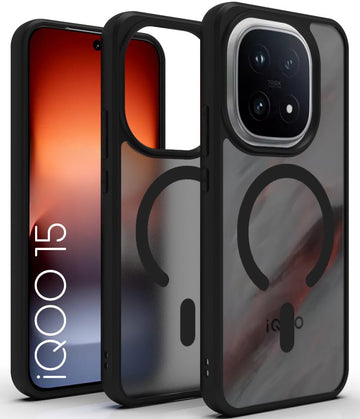 iQOO 15 5G Back Cover Case | Sleek Hybrid - Matte Black Magnetic