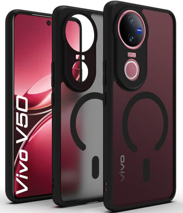 Vivo V50 5G / V50e 5G / iQOO Z10R 5G / Vivo T4R 5G Back Cover Case | Sleek Hybrid - Matte Black Magentic (Copy)