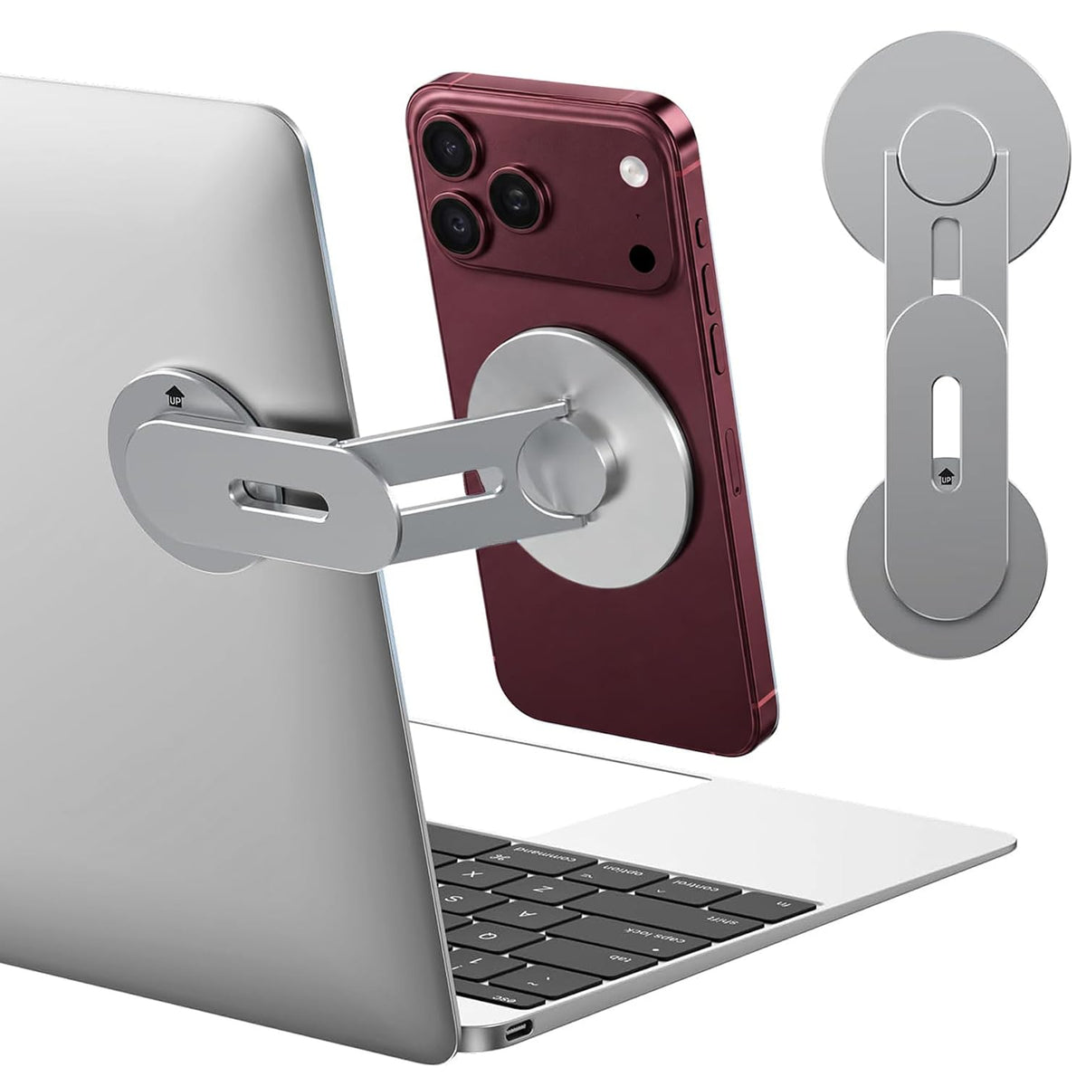 Magnetic Laptop Phone Mount | Grey