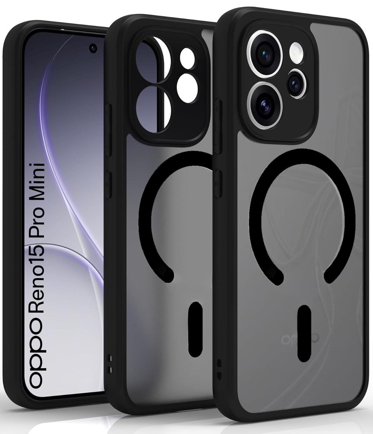 OPPO Reno15 Pro Mini 5G Back Cover Case | Sleek Hybrid - Matte Black Magnetic