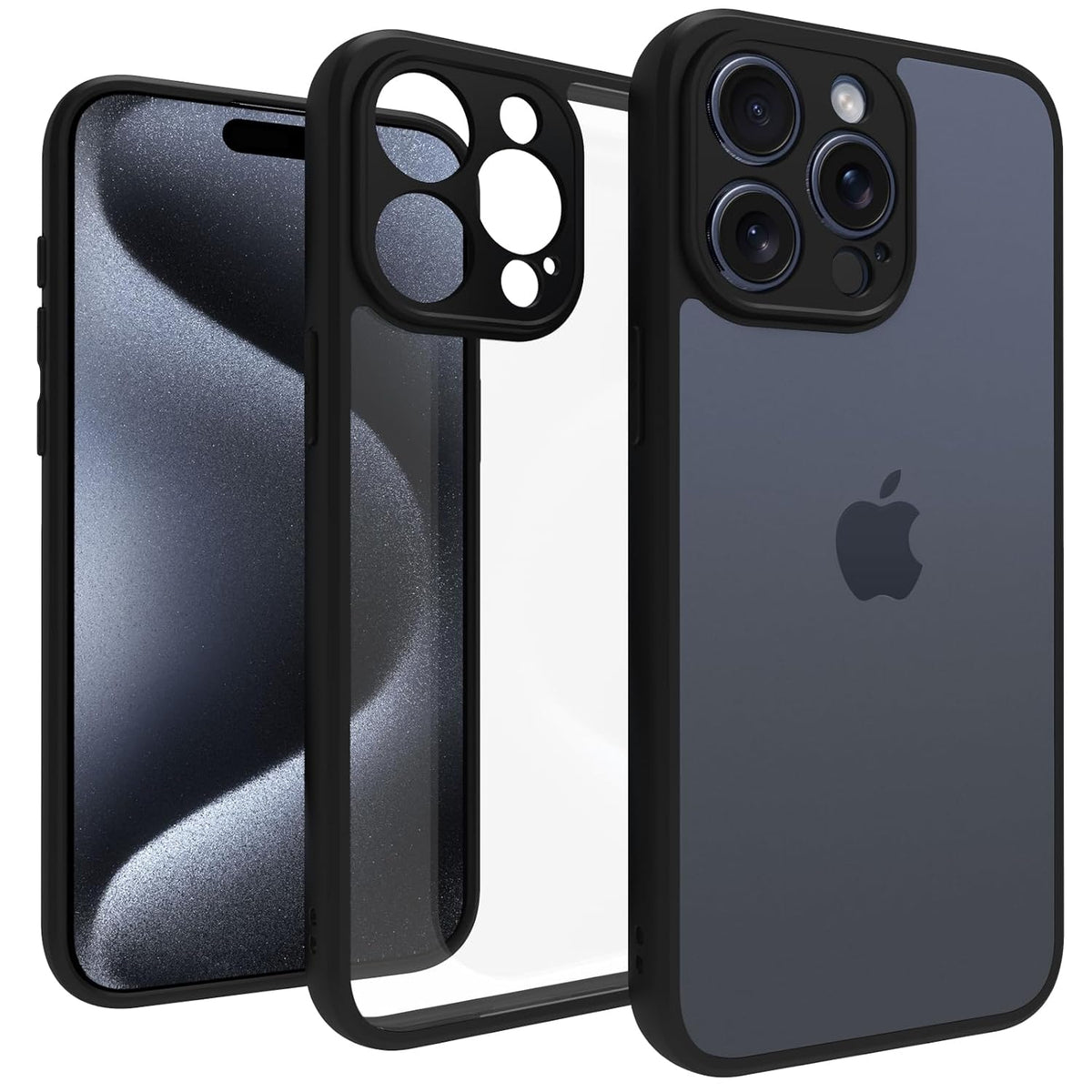 iPhone 15 Pro Max Back Cover Case | Sleek Hybrid - Clear Black