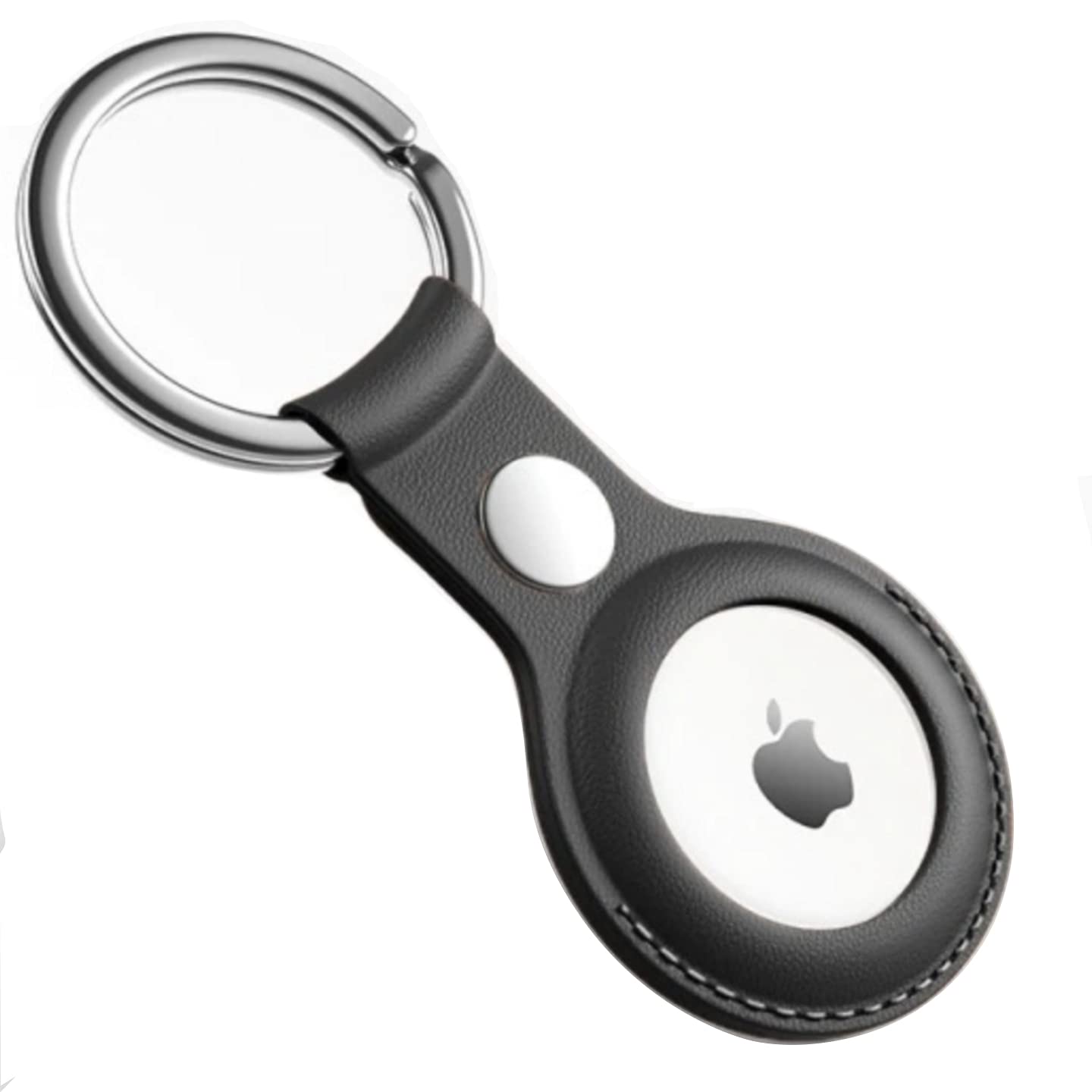 Apple AirTag Leather Key Ring Holder Case - Black