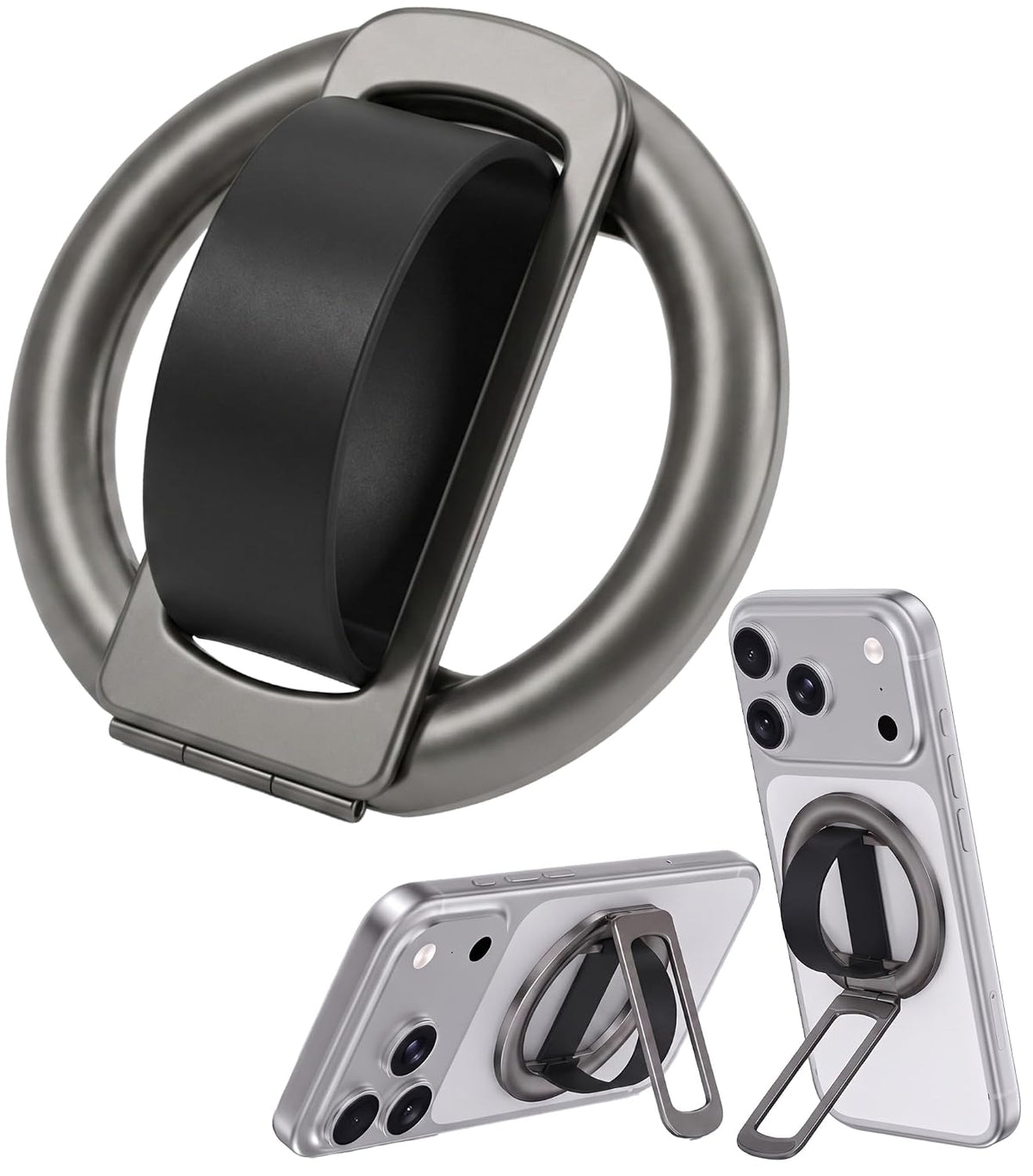 Magnetic Phone Grip & Stand | 2-in-1 Silicone Finger Loop - Grey