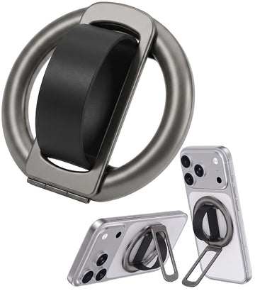 Magnetic Phone Grip & Stand | 2-in-1 Silicone Finger Loop - Grey