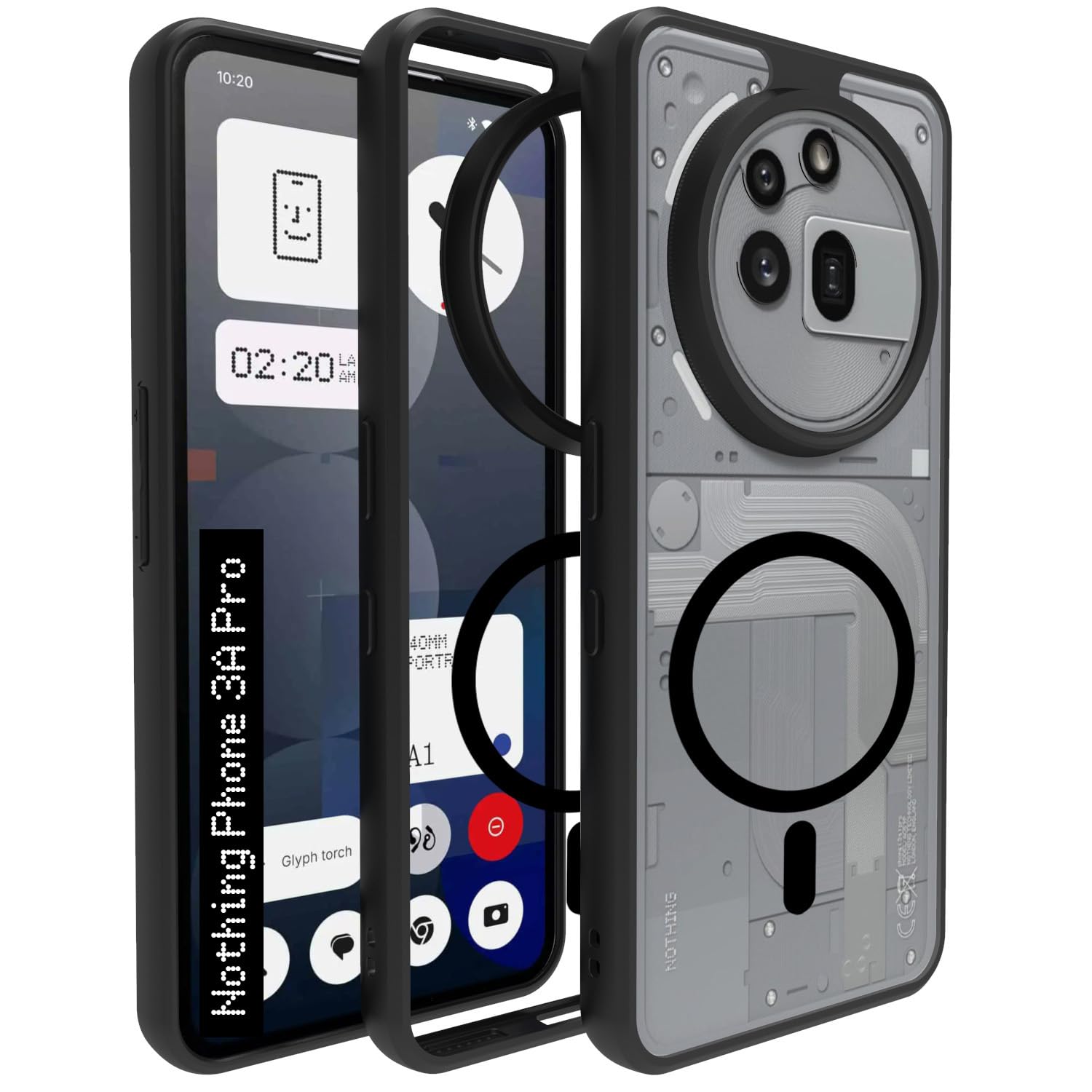 Nothing Phone 3a Pro Back Cover Case | Clear Hybrid - Clear Black Magnetic