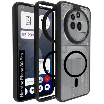Nothing Phone 3a Pro Back Cover Case | Clear Hybrid - Clear Black Magnetic