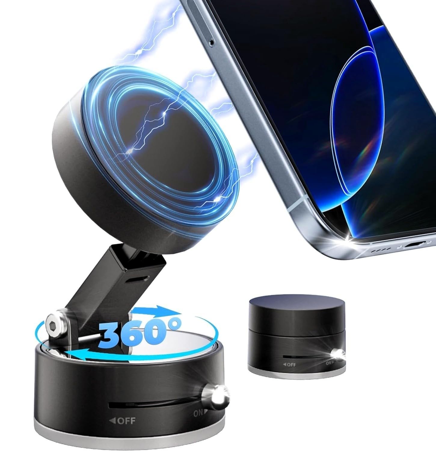 Magnetic Car Phone Holder | 360° Rotatable Suction Mount for Dashboard & Windshield