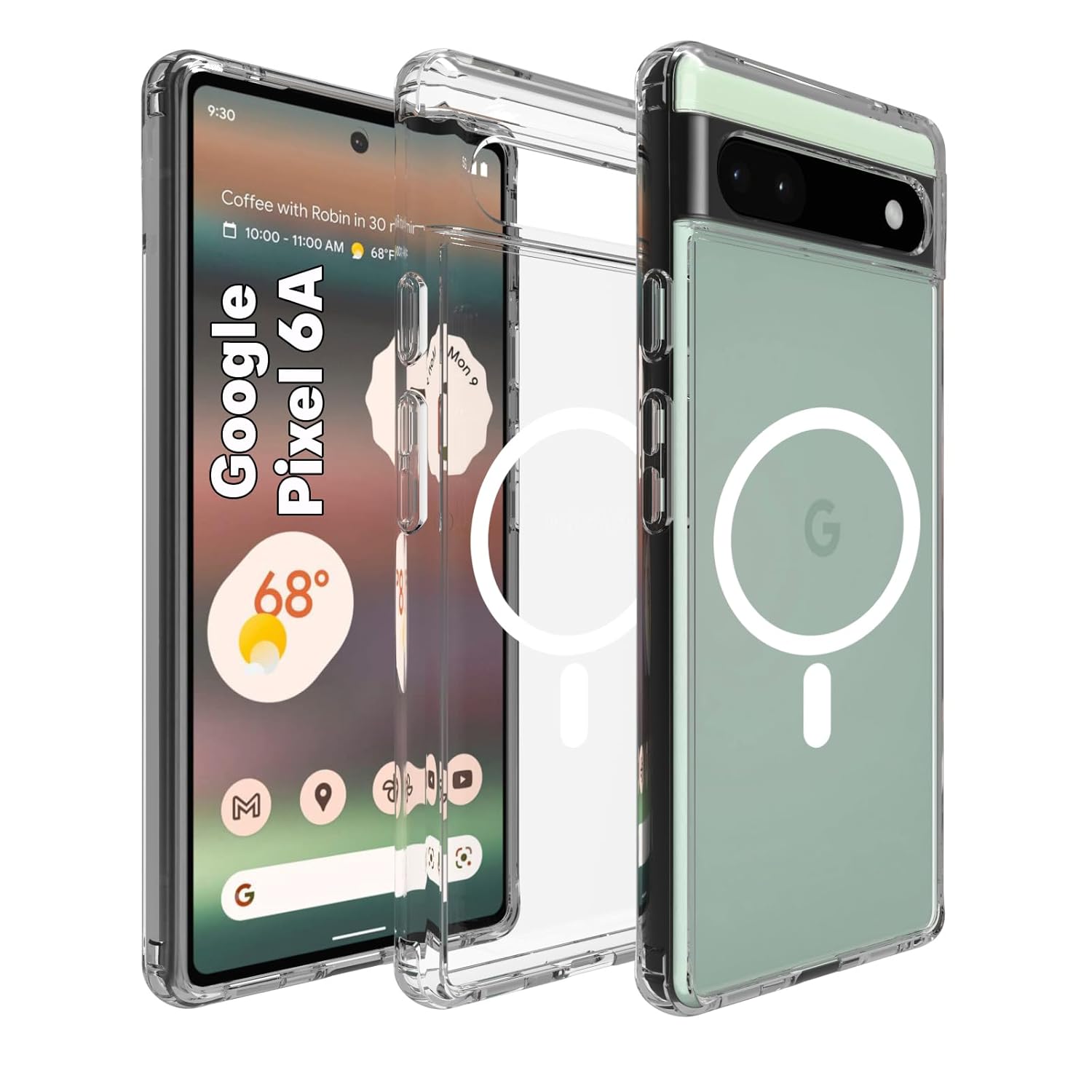 Google Pixel 6A Back Cover Case | Clear Hybrid - Clear Magnetic