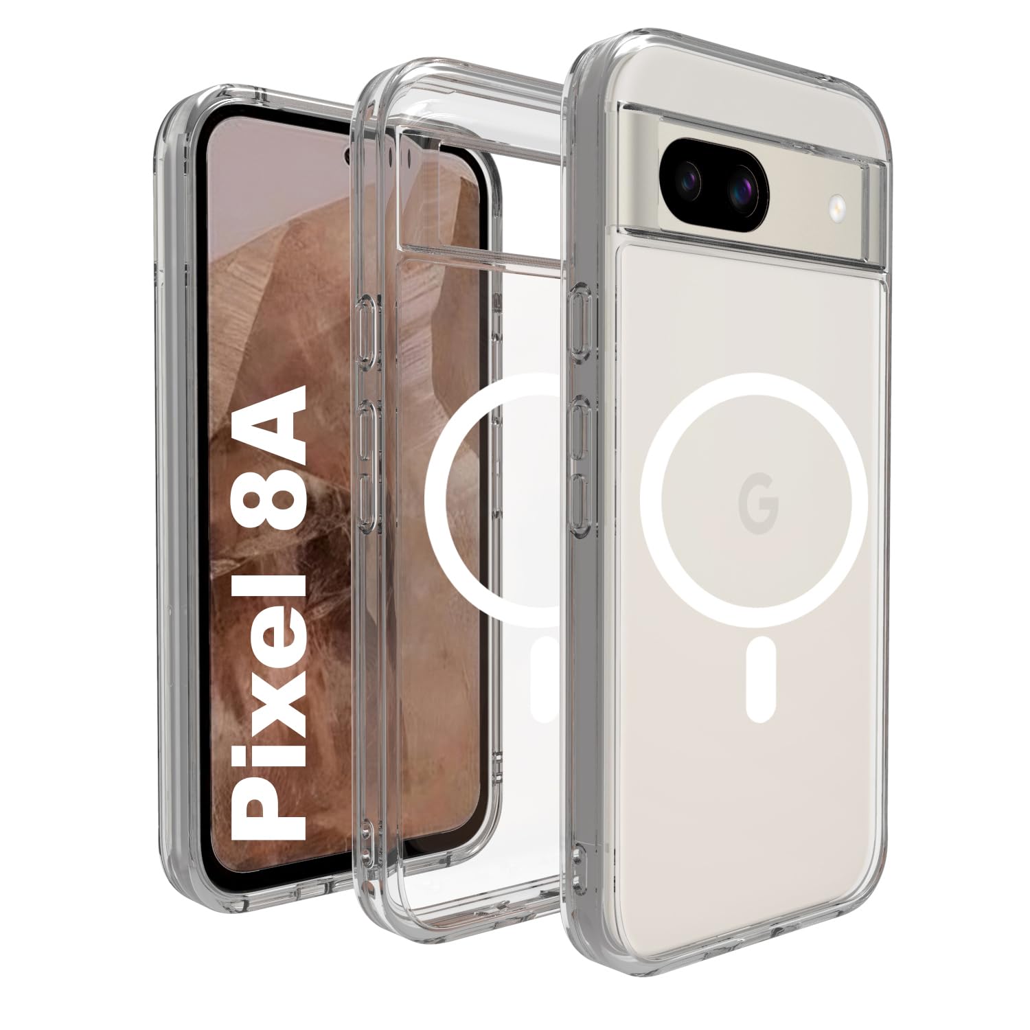 Google Pixel 8A Back Cover Case | Clear Hybrid - Clear Smoke Magnetic