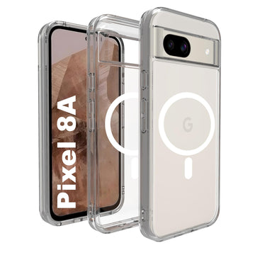 Google Pixel 8A Back Cover Case | Clear Hybrid - Clear Smoke Magnetic