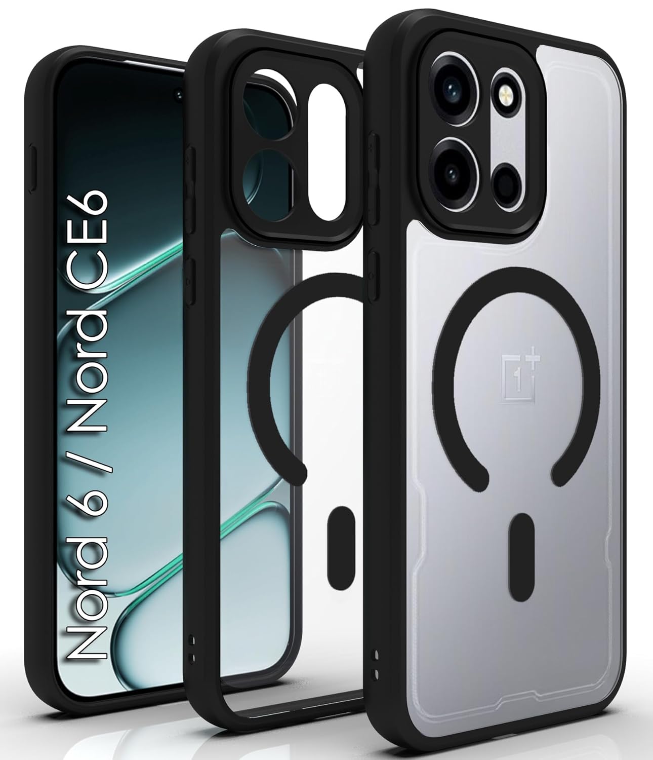 OnePlus Nord 6 5G / Nord CE 6 5G Back Cover Case | Clear Hybrid - Clear Black Magnetic
