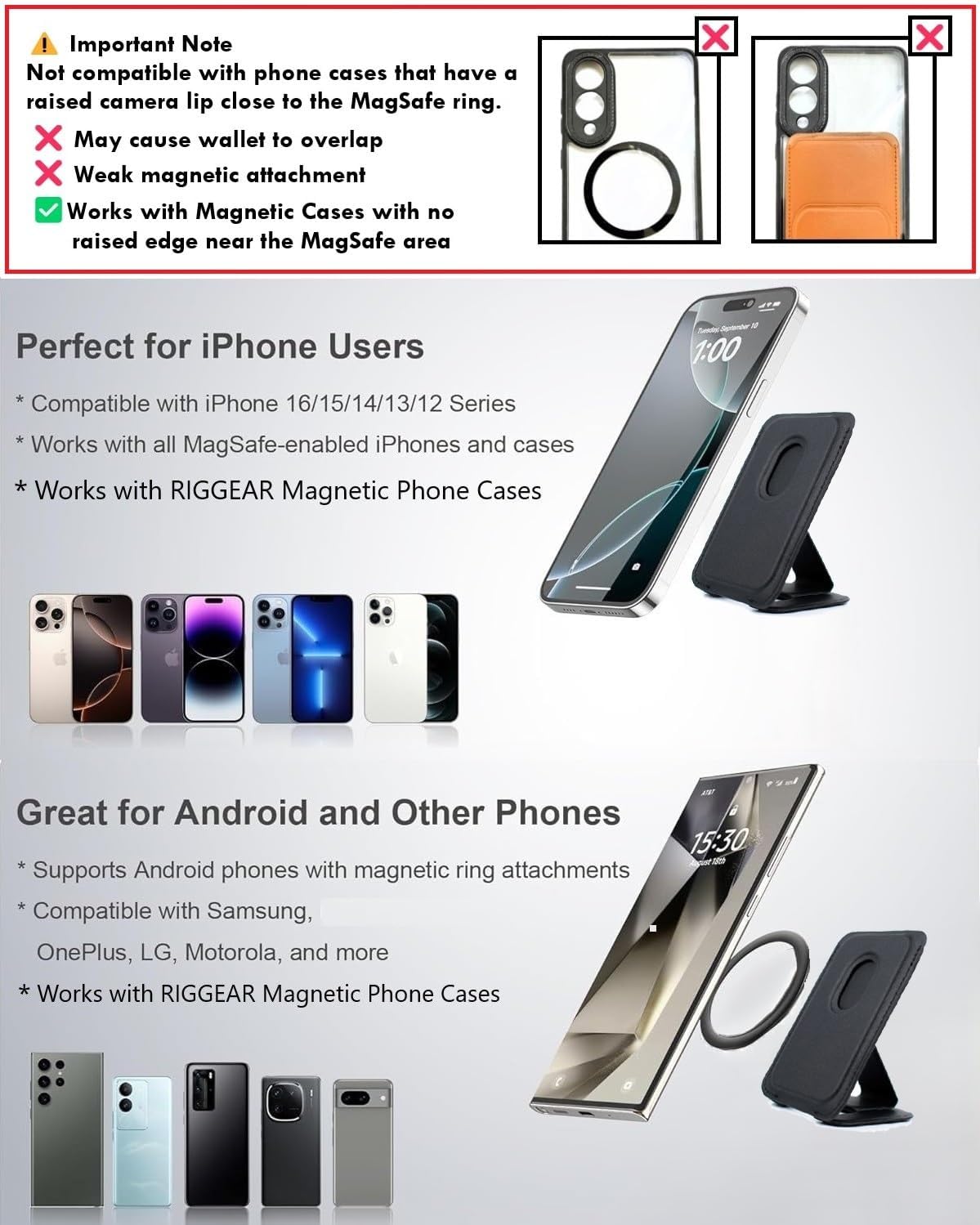 Magnetic Phone Wallet with Grip | Phantom - Black